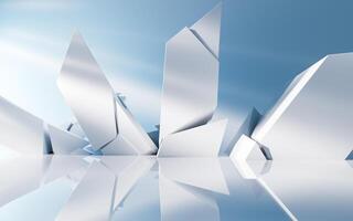 Empty building structure with geometric structure, 3d rendering. photo