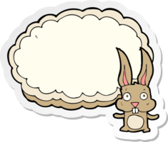 autocollant d'un lapin de dessin animé avec un nuage d'espace de texte png