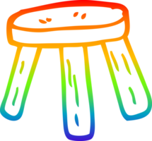 rainbow gradient line drawing of a cartoon small stool png