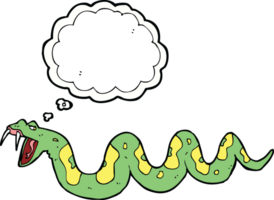serpiente venenosa de dibujos animados con burbujas de pensamiento png