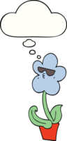 cool cartoon flower with thought bubble png