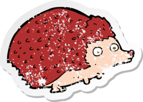 retro distressed sticker of a cartoon hedgehog png