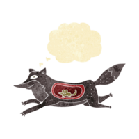 cartoon wolf with mouse in belly with thought bubble png