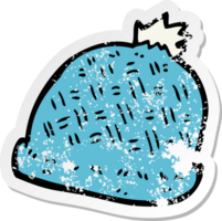 retro distressed sticker of a cartoon winter hat png