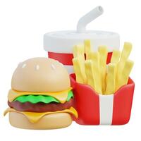 Fast food 3d realistic render photo