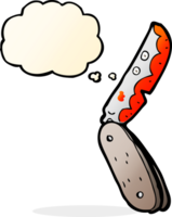 cartoon bloody folding knife with thought bubble png