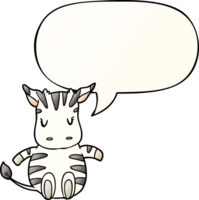 fofa desenho animado zebra com discurso bolha dentro suave gradiente estilo png