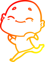 warm gradient line drawing of a happy cartoon bald man png