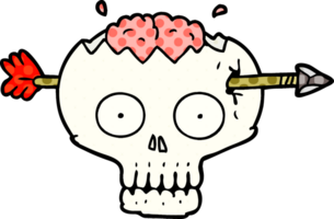 cartoon skull with arrow through brain png