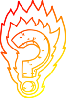 warm gradient line drawing of a cartoon flaming question mark png