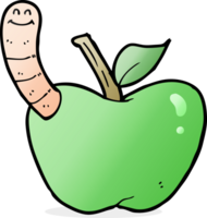 cartoon apple with worm png