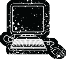 Distressed effect   icon illustration of a computer with mouse png