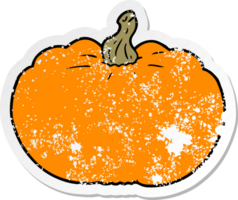 distressed sticker of a cartoon pumpkin png