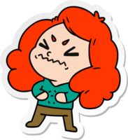 hand drawn sticker cartoon of cute kawaii girl png