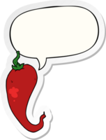 cartoon chili pepper with speech bubble sticker png