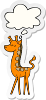 cartoon giraffe with thought bubble as a printed sticker png