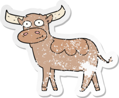 distressed sticker of a cartoon bull png