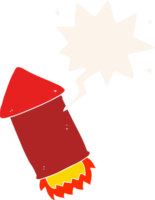 cartoon rocket with speech bubble in retro style png