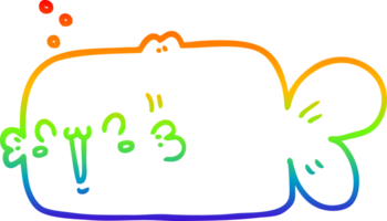 Regenbogen Gradient Linie Zeichnung von ein Karikatur Fisch png