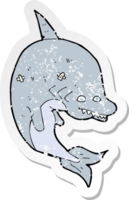 retro nödställd klistermärke av en tecknad haj png