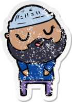 distressed sticker of a cartoon man with beard png