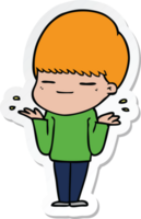 sticker of a cartoon smug boy png