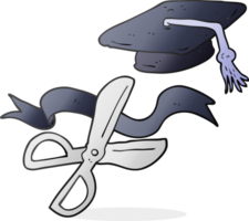hand drawn cartoon scissors cutting ribbon at graduation png