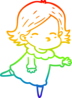 rainbow gradient line drawing of a cartoon woman png