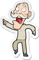 sticker of a cartoon frightened old man png