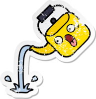 distressed sticker of a cute cartoon pouring kettle png