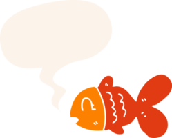 cartoon fish with speech bubble in retro style png