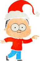 hand dragen retro tecknad serie av en Lycklig gammal kvinna bär santa hatt png