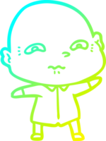 cold gradient line drawing of a cartoon nervous man png