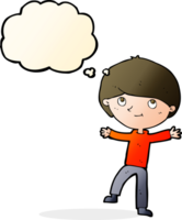 cartoon excited boy with thought bubble png