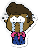 sticker of a cartoon crying man png