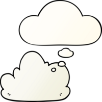 cartoon cloud with thought bubble in smooth gradient style png