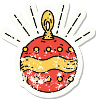 worn old sticker of a tattoo style christmas ornament png