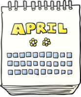 hand drawn cartoon calendar showing month of April png