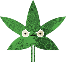 retro illustration style cartoon of a marijuana leaf png