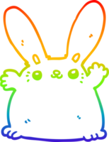 rainbow gradient line drawing of a cartoon rabbit png