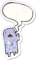 desenho animado fantasma com discurso bolha angustiado angustiado velho adesivo png