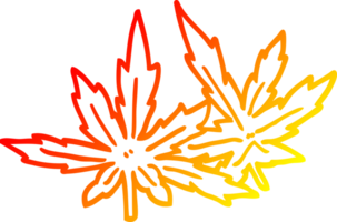 warm gradient line drawing of a cartoon marijuana leaves png