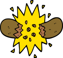 hand drawn doodle style cartoon exploding sausage png