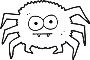 hand drawn black and white cartoon spider png