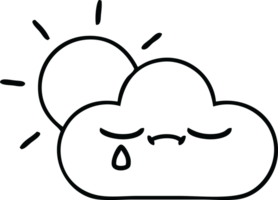 line drawing cartoon of a storm cloud and sun png