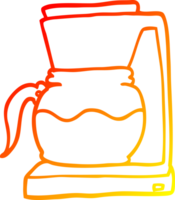 caloroso gradiente linha desenhando do uma desenho animado café filtro máquina png