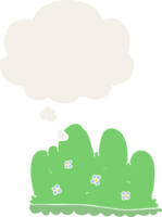 cartoon hedge with thought bubble in retro style png