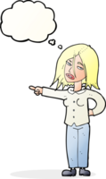 cartoon woman pointing with thought bubble png