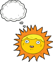 sun cartoon character with thought bubble png