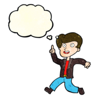 cartoon man with great idea with thought bubble png